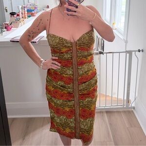 Vintage 100% Silk Nicole Miller Print Dress